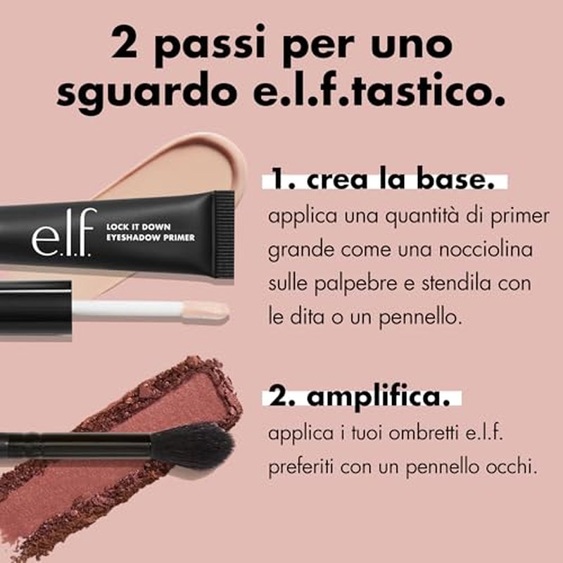 e.l.f. Lock It Down Eyeshadow Primer,Smooth Creamy Eye Makeup Primer For Long-Lasting Eyeshadow,Intensifies Color,Helps Prevent Creasing,Vegan & Cruelty-Free,(Pack of 2)
