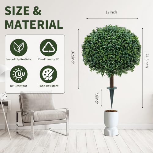 Artificial Boxwood Topiary Balls Set of 2 - Outdoor Garden Decor