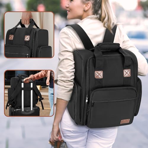 BAFASO Nail Polish Organizer Backpack Holds 105 Bottles (15ml - 0.5fl.oz) and a Nail Lamp, Nail Polish Backpack with 3 Removable Pouches and Multiple Tools Storage Pockets (Patented), Black