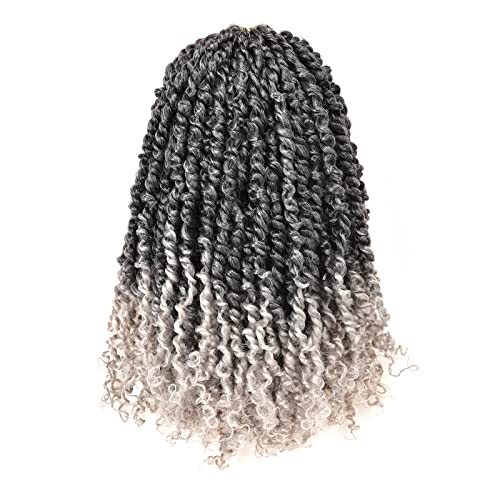 ToyoTress Tiana Passion Twist Hair - 14 Inch 8 Pack Ombre Gray Pre-Looped Crochet Braid