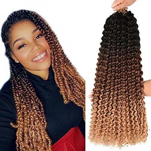 7 Packs 18 Inch Water Wave Synthetic Passion Twist Hair Ombre Brown Blonde - Crochet Braids