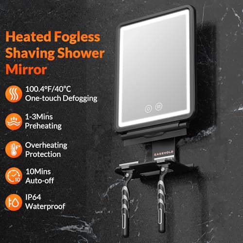 Fogless Shower Mirror with Light and Rechargeable Battery for Shaving and Grooming