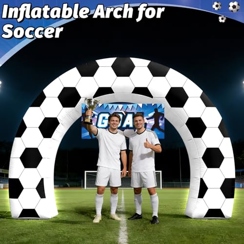 8FT Giant Soccer Inflatable Arch Match Day Party Decor - Waterproof & LED Lights