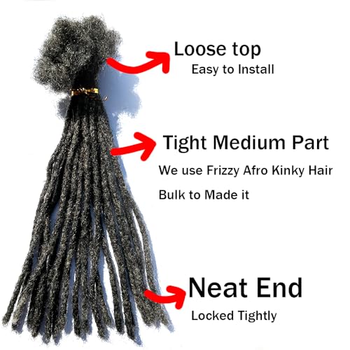 Human Hair Loc Extensions Salt and Pepper #39 - 12 Inch Small Size, 10 Dreads/Bundle