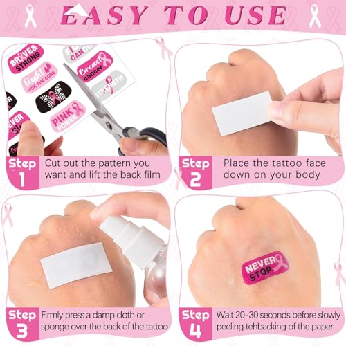 Hope Butterfly Cheer Hair Bows & Breast Cancer Awareness Temporary Tattoos Set - 16 Large Bows & 15 Tattoo Sheets for Fundraising & Events
