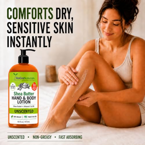 Unscented Shea Butter Lotion for Extremely Dry Skin - 16oz, Fragrance-Free