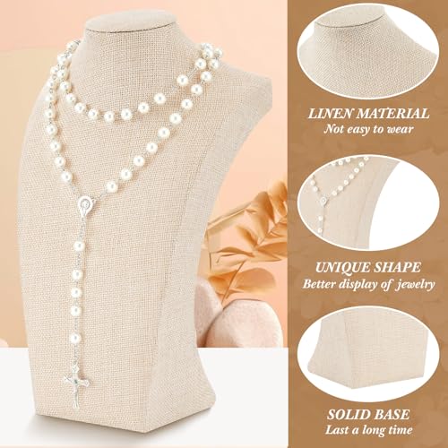 Kigley 9 Pcs Linen Jewelry Necklace Display Busts - 11.4 x 6.9 Inch Set
