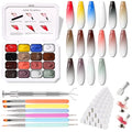 Sponges Pat Gel Nail Polish Palette, 16 Colors Blending Ombre Gel Polish Set Patting Gradient Painting Nails Art, No Wipe, UV/LED Cured, 100Sponges 6Brushes 1Grabber Tools Kit (Set 03)
