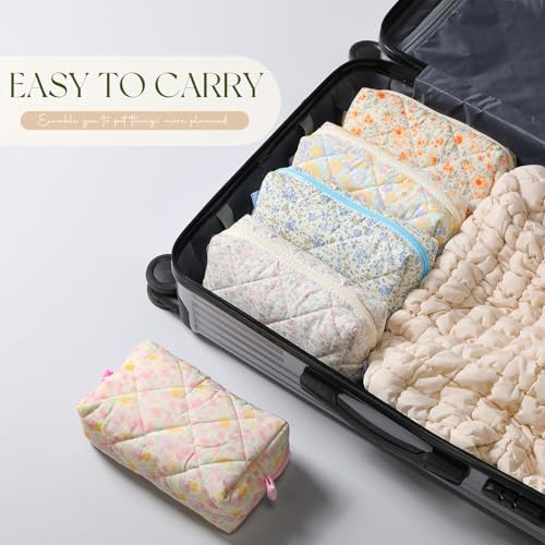 Paterr 10 Pcs Cotton Quilted Makeup Bags for Bridesmaid Gifts, 7.87 x 4.72 x 3.15 Inches
