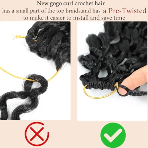 Naniciar Pre Looped Gogo Curl Crochet Hair 14 Inch 8 Packs Short Deep Wave for Women (Variation 1B)