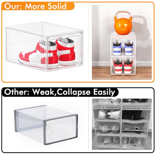 White 12-Pack Shoe Storage Boxes Clear Magnetic Stackable - Fits Most Shoes