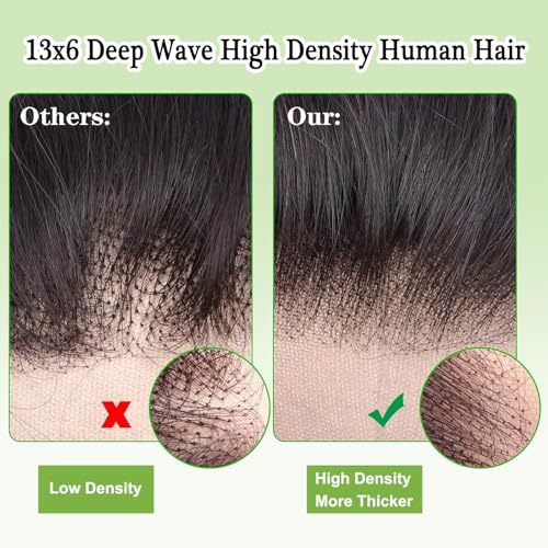 Deep Wave HD Transparent Lace Closure 13x6 16 Inch Natural Black Virgin Human Hair