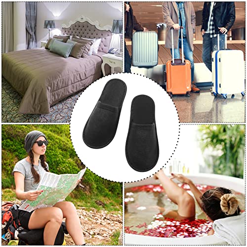Geyoga 30 Disposable Slippers - Large Wide Black Hotel Spa Footwear