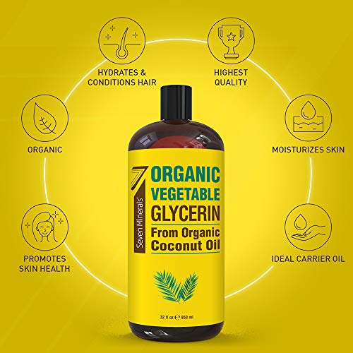 Organic Vegetable Glycerin 32oz - No Palm Oil, Vegan Skin & Hair Moisturizer