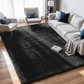 Fuzziness 8x10 Black Fluffy Shag Area Rug - Ultra Soft Plush Carpet for Living Room & Bedroom