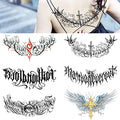 GLARYYEARS Words Temporary Tattoo for Adults, 6-Pack Large Realistic Back Chest Tattoos Stickers, Long-lasting Wings Quotes Inspirational Words Fake Tattoos, Makeup for Men Women Body Tramp Stamp