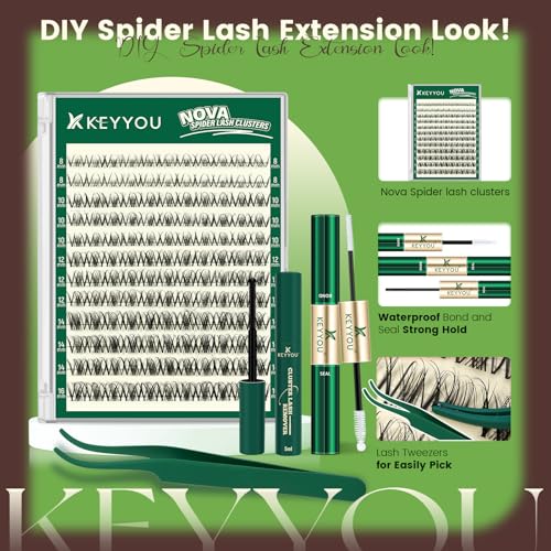 KEYYOU Nova Lash Clusters Kit - Natural D Curl 8-16mm Mixed Tray - Variation of THIS listing