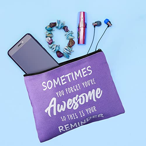 Kajaia 50 Pcs Inspirational Gifts Cosmetic Bags Thank You Appreciation Gift Canvas Makeup Bag Toiletry Bag with Zipper Motivational Quotes Purse for Girl Women Mom(Multicolored,6.7 x 9.1 Inch)