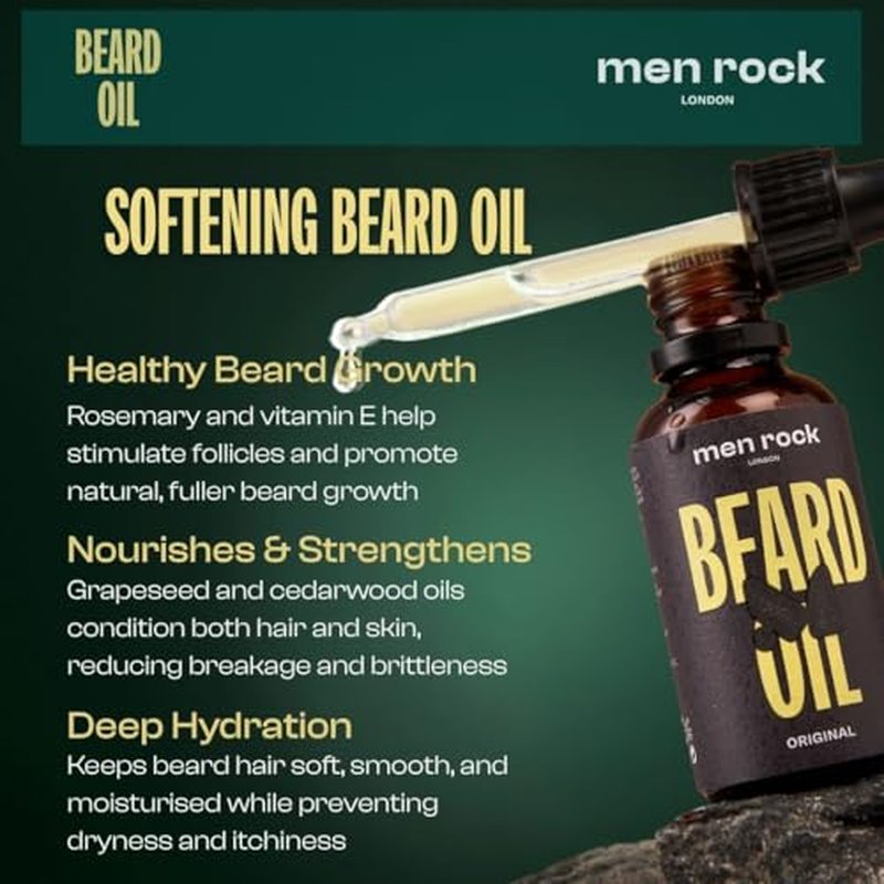 Men Rock Beardy Beloved Awakening Essential Beard Kit - Sicilian Lime - Beard Oil, Balm, and Wash - Mens Face Care - Skincare Products for Men - 3 Pc
