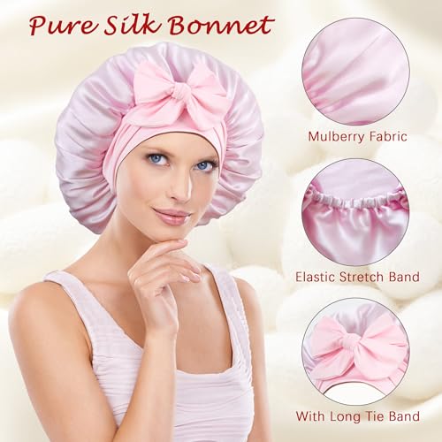 Mulberry Silk Sleep Bonnet Set D - Women’s Luxury Hair Protection