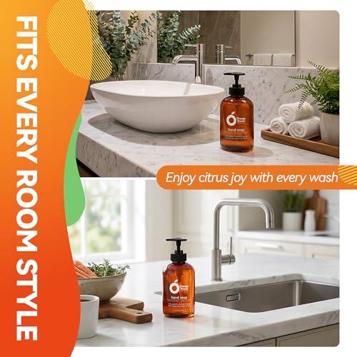 ORANGE HOUSE Liquid Hand Soap with Natural Food-Grade Orange Oil, Fresh Smell, 12 Fl Oz (3 Pack)