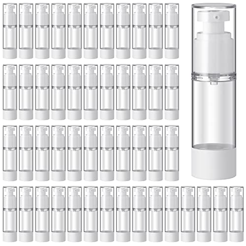 Sabary 60 Pcs Clear Airless Pump Bottles Refillable Cosmetic Travel Size Dispenser Vacuum Plastic Travel Bottles Empty Lotion Pump Dispenser Liquid Toiletry Container(1 oz)