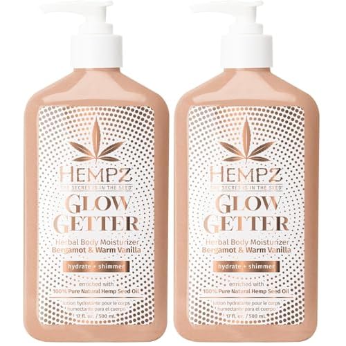 Hempz Glow Getter Body Lotion,Hydrating Moisturizer with Shimmer,17 oz.,(Pack of 2)