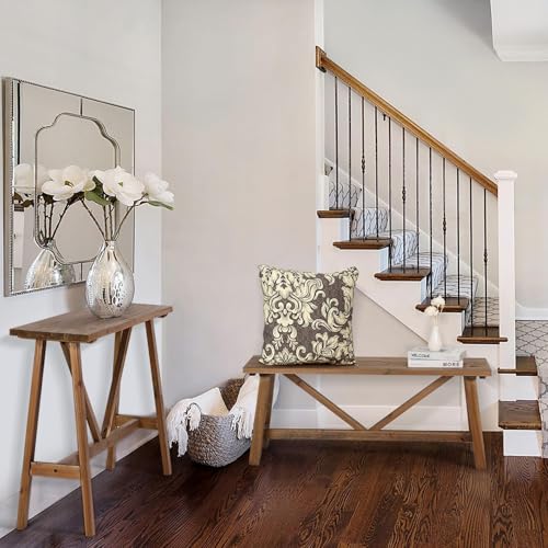 Wnutrees 43" Farmhouse Solid Wood Console Table - Rustic Hallway/Entry Sofa Table