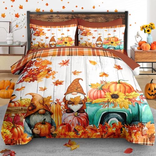 Pamnest King Fall Comforter Set with Sheets - 7 Piece Gnome Bedroom Bedding