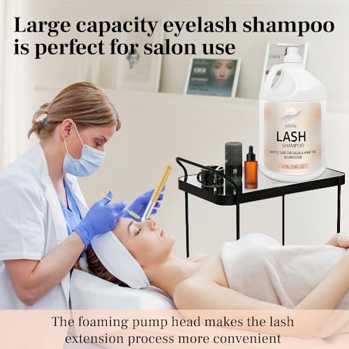 Eyelash Shampoo, 128 fl.oz/3.78L, with 50 Lash Extension Aftercare Cards, Foaming Cleanser for Professional Salon and Home Use