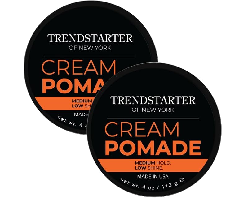 Cream Pomade 4oz Pack of 2 - Medium Hold, Low Shine, Water-Based Hair Styling Putty
