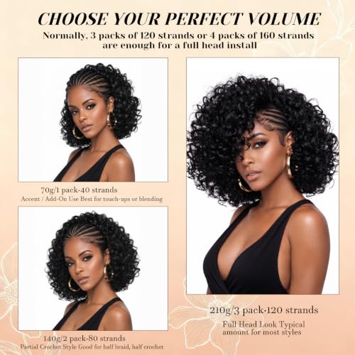 Detean 10 Inch Pre-Separated Knotless Feather Crochet Hair 40 Strands - Black 1B, Lightweight Curly Wave