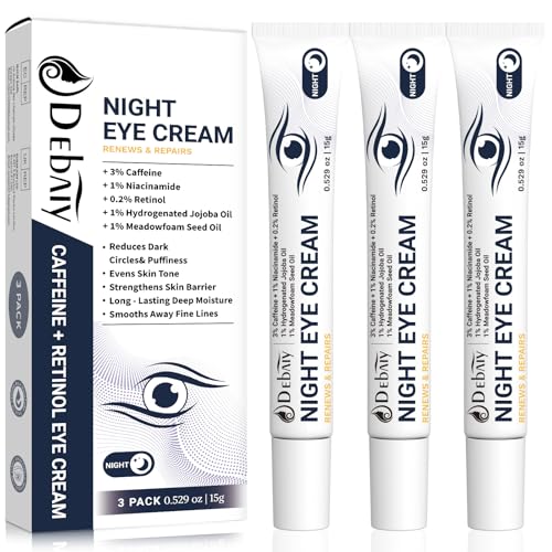 3% Caffeine Eye Cream for Dark Circles Puffiness & Bags Under Eyes Night Cream (3 Pack 15g Each)