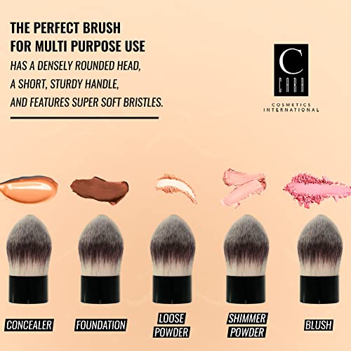 CARA Cosmetics Kabuki Brush #17 - Compact Makeup Face Brush, Blending Brush for Loose Powder, Blush, Foundation. Bronzer & Liquid Makeup, Seamless Retractable Blush Brush, Flawless Travel Makeup Brush