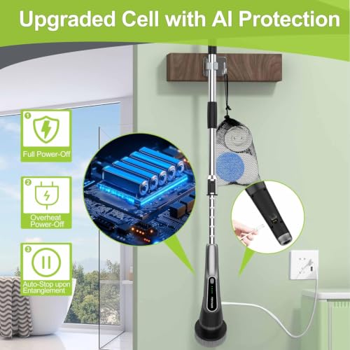 Dreazu Pro Electric Spin Scrubber Black - 10-in-1 Rechargeable Bathroom & Kitchen Cleaner