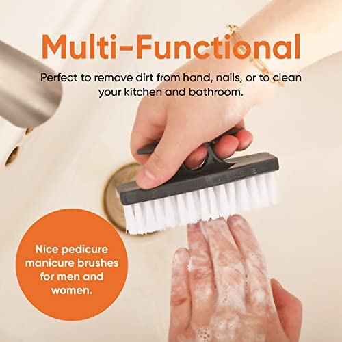 Superio Nail Scrubber Brush - All-Purpose Stiff Cleaning Brush for Hands, Feet, Kitchen & Work - Black, 12 Pack