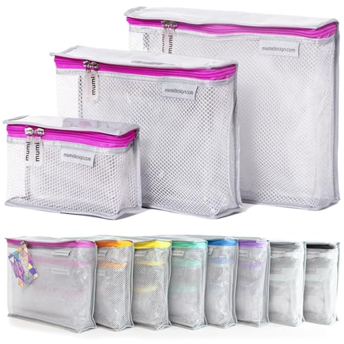 MUMI Travel Toiletry Bag Set of 3 ? Clear TSA Approved Toiletry Bags for Women ? Reusable Water-Resistant Makeup Organizer Pouches for Skincare, Cosmetics, Travel Accessories, Airport Packing - Pink