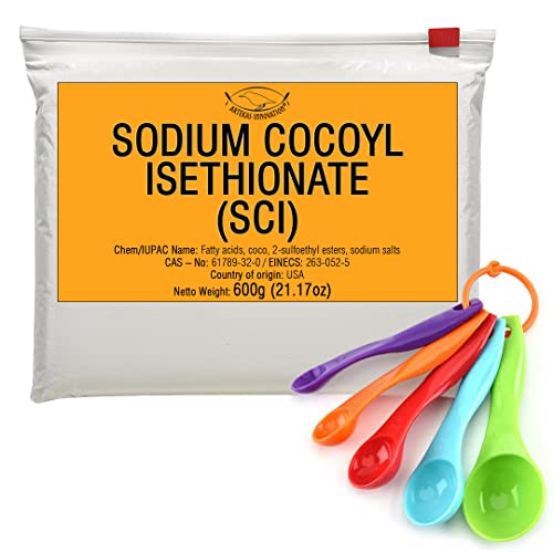 Sodium Cocoyl Isethionate Powder for DIY Solid Shampoo Bars & Bath Bombs - 21.17 oz, Mild Foaming Surfactant, Plant-Based, Sulfate-Free