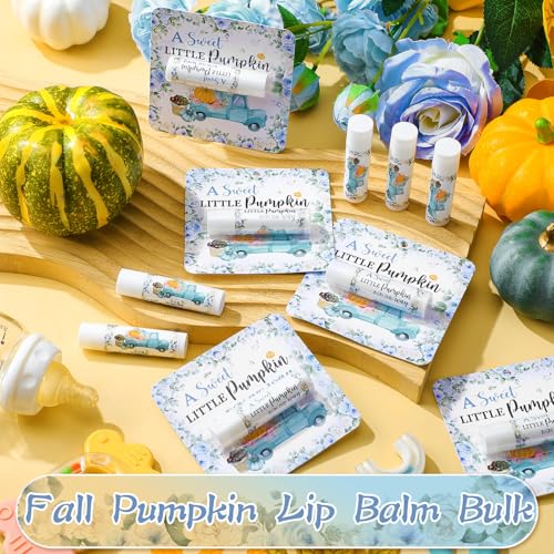 24 Pcs Pumpkin Truck Lip Balms Bulk Fall Pumpkin Lip Care Moisturizer Baby Shower Party Supply for Guest Gift Set Travel Size Lipstick Autumn Thanksgiving First Birthday Favors Decorations