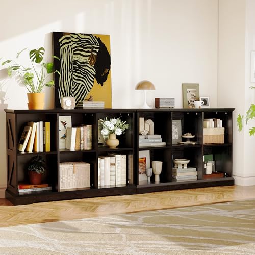 IRONCK Black 6-Cube Farmhouse Wood Storage Organizer Bookcase