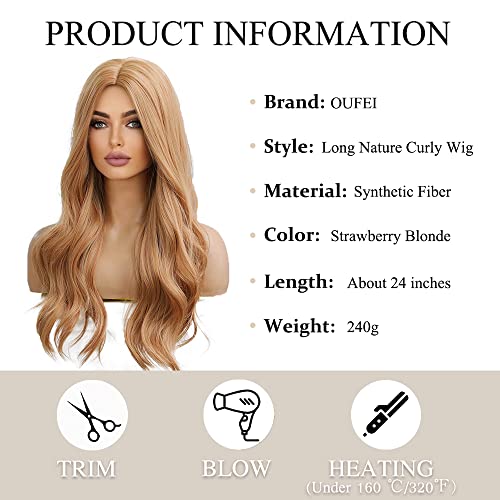 Long Wavy Strawberry Blonde Wigs for Women - 24 Inch Synthetic Heat-Resistant Hair, Natural Style - Variation: Strawberry Blonde 8044