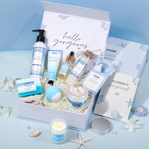 Gifts for Women, Spa Gifts Basket for Women, 12Pcs Ocean Bath and Body Gifts Set, Self Care Gifts for Mom, Wife, Girlfriend, Sister, Female Friends