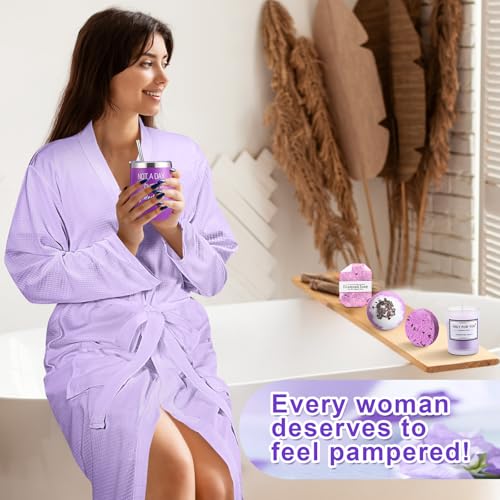 Purple 13-Piece Spa Gift Set for Women - Bathrobe Socks Jewelry & More