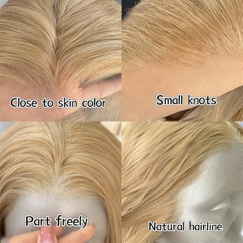Ash Blonde Long Body Wave Lace Front Synthetic Wig 24 Inch for Women - Heat Resistant Fiber
