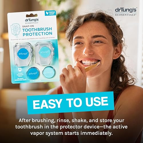 DrTung's Snap-On Toothbrush Cover Caps 6 Pack - Fits Most Manual & Electric Brushes