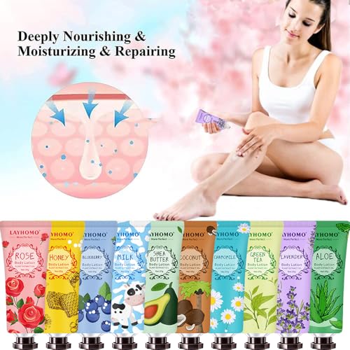 12 Pack Body Lotion Gift Set for Women,Natural Fragrance Body Care Cream Moisturizing Travel Size Body Lotion With Shea Butter and Aloe,Bulk Body Lotion Sets,Galentines Day Gifts,Valentines Gifts