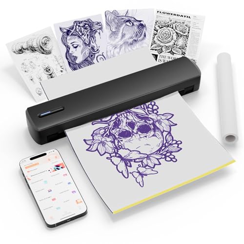 Portable Bluetooth Tattoo Stencil Printer with Thermal Transfer Technology - Black