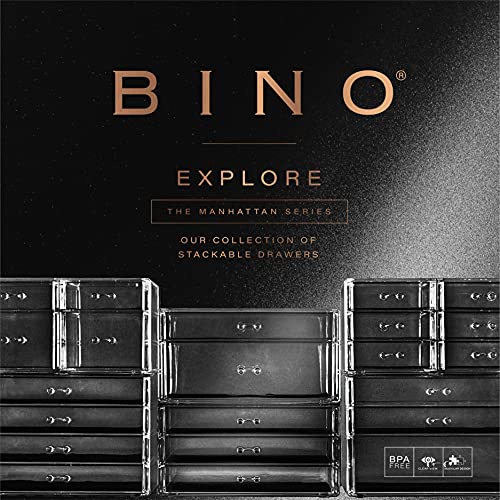 BINO | 4 Drawer Makeup Organizer | Lenox Avenue | THE MANHATTAN SERIES | Makeup Drawer Storage | Cosmetic Organizer | Plastic Vanity | Organizer Clear Makeup Organizers And Storage Cases | Acrylic