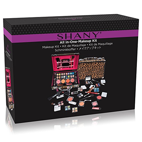 Leopard SHANY Carry All Makeup Train Case with Pro Cosmetic Set & Brushes