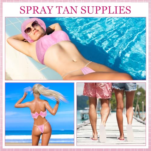 Pink Disposable Spray Tanning Feet Pads & Lingerie Kit - 96 Pcs, Variation Pink/1